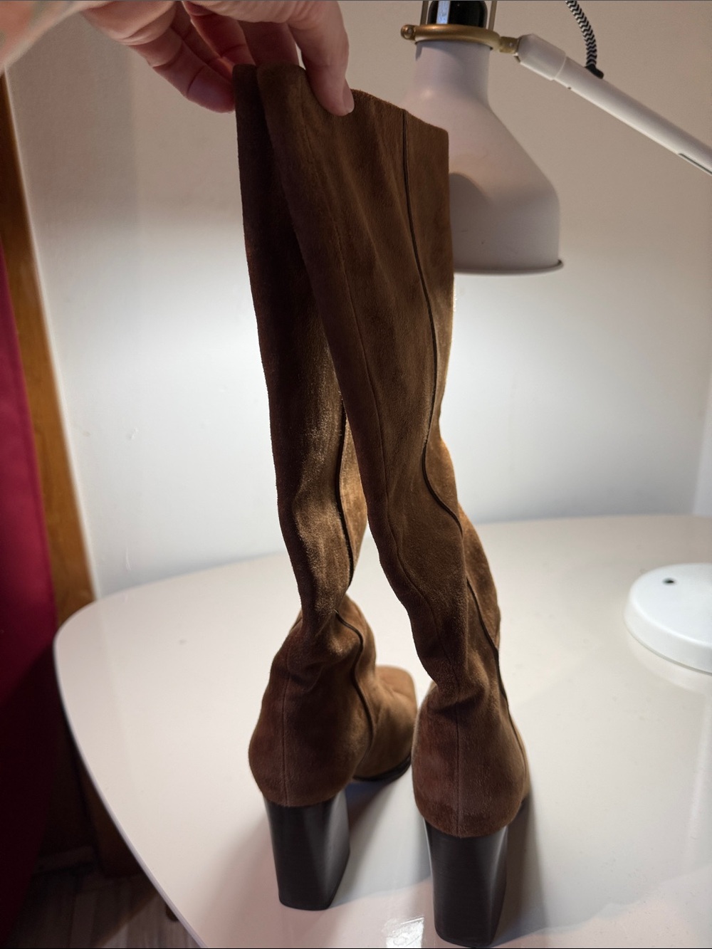 PAIGE Brown Suede Knee High Boots - Picture 4 of 5
